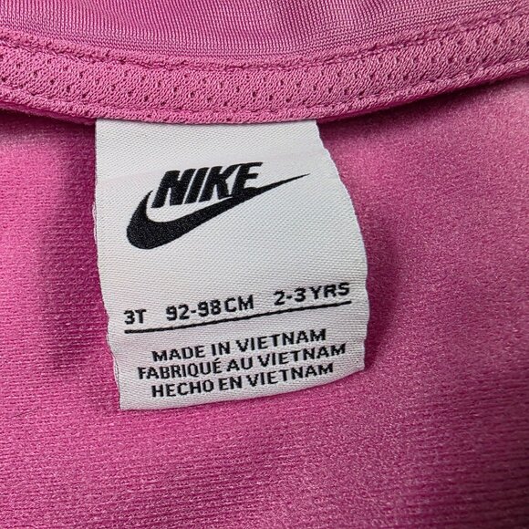 Nike Full Zip Track Jacket Girls 3T Pink White Logo Lightweight Activewear - Picture 4 of 10